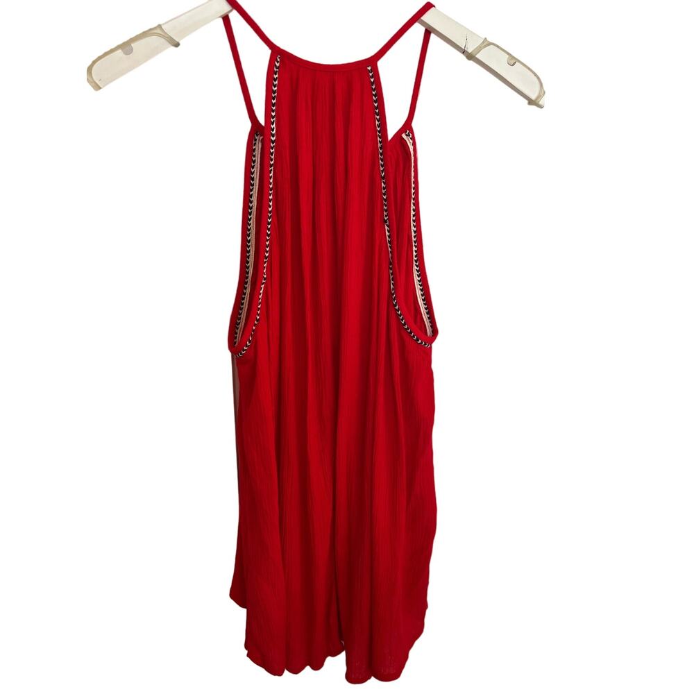 Le Sample Red Embroidered Tank Top Large - Picture 4 of 4